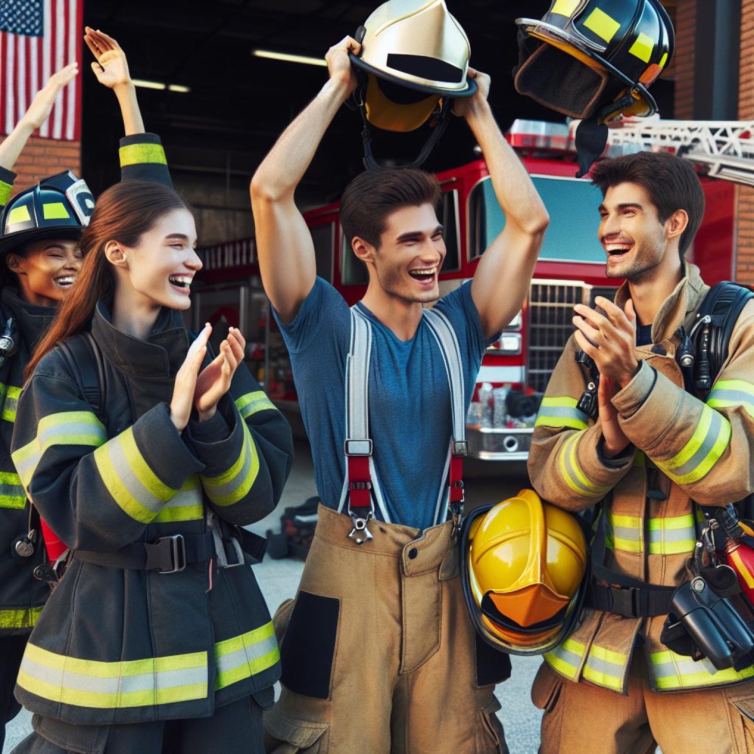 Firefighters celebrating bravery