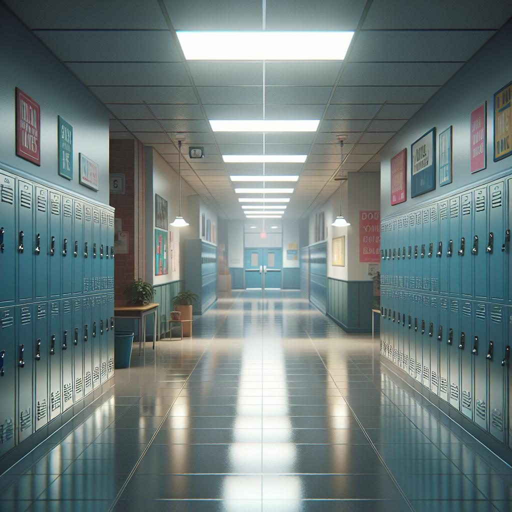 Empty school hallway