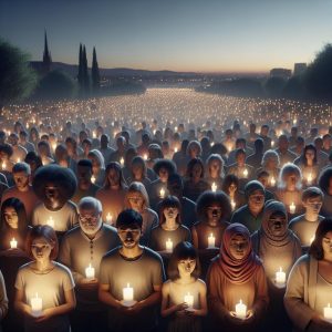 Candlelight vigil scene