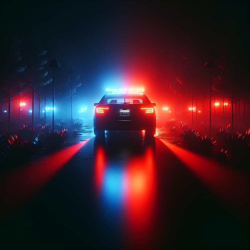 Police lights night scene