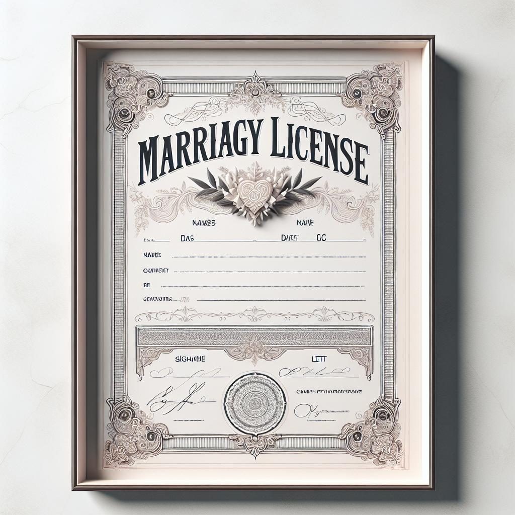 Charming Wedding License Display