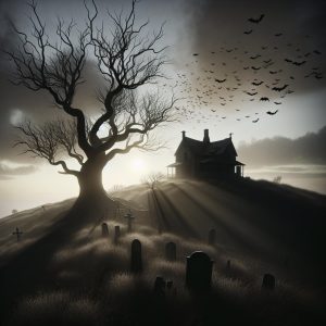 Haunted Hilltop Mourning Scene