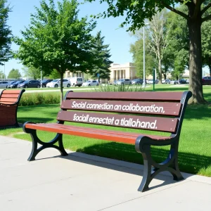 Community park bench promoting social connection and collaboration.