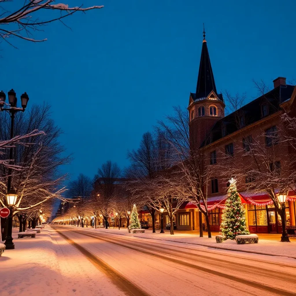 Snowfall in Chattanooga during Christmas