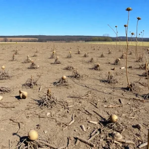 Dry landscape in Chattanooga due to drought conditions