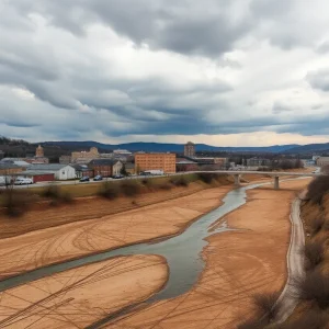 Dry riverbed in Chattanooga before rain