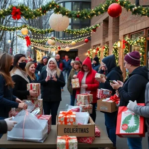 Community members making donations during the holiday season in Chattanooga.