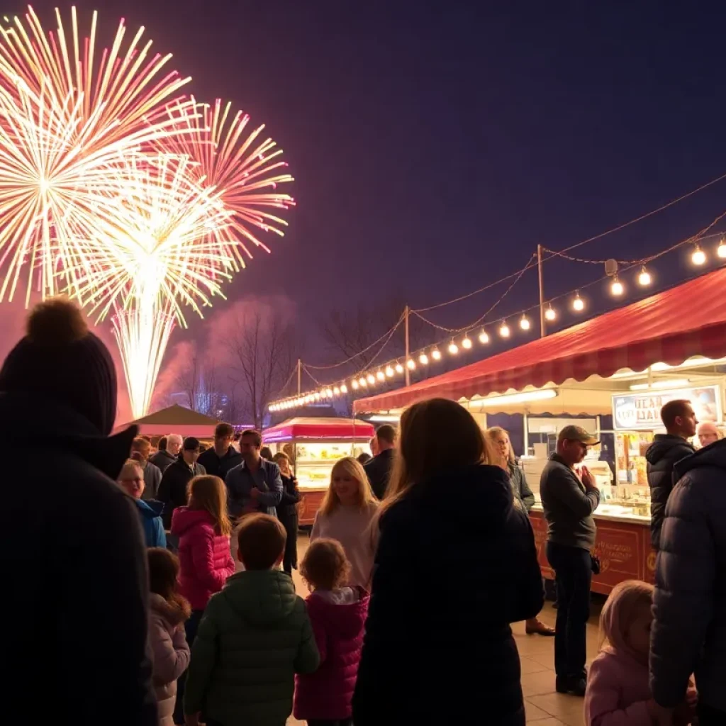 Families enjoying the Chattanooga New Year's Eve celebration at Coolidge Park