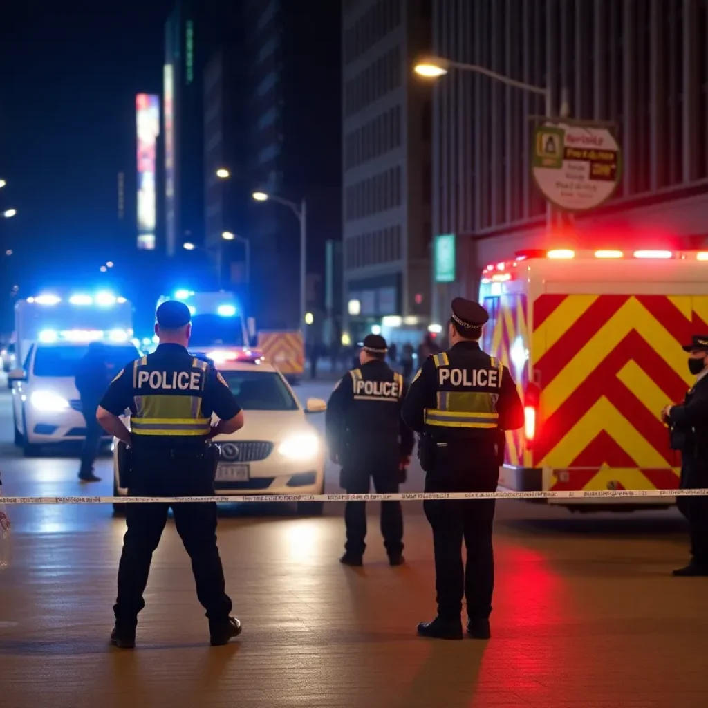 Police officers at the scene of a shooting incident in Chattanooga