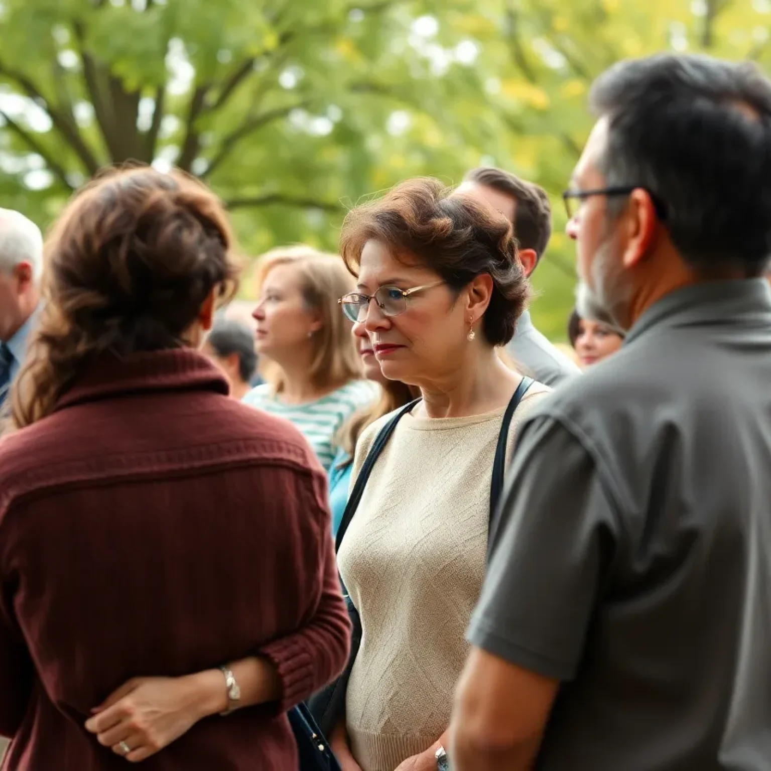 Community members gathering for a memorial service