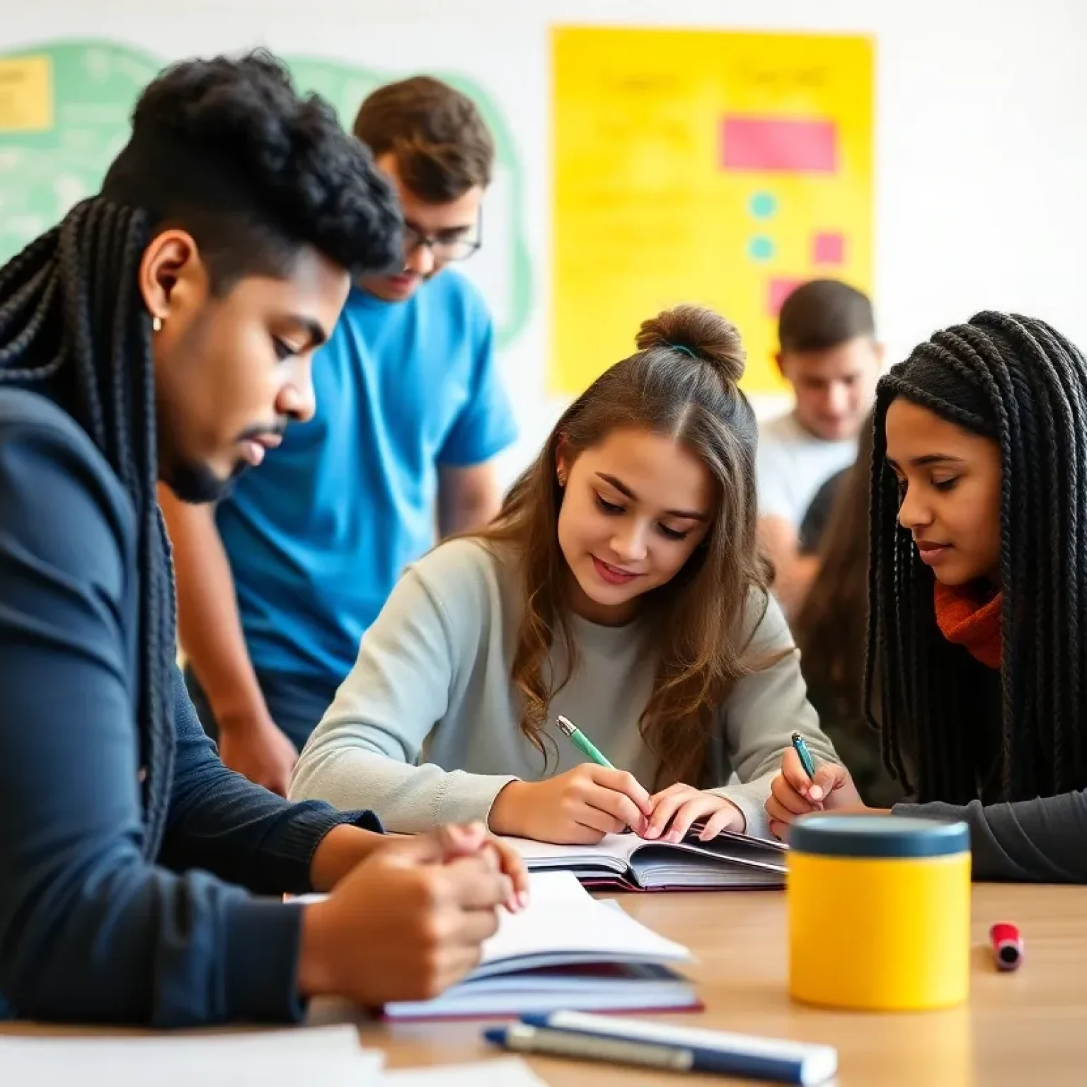 Students collaborating in a classroom environment