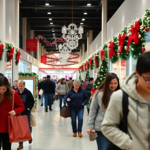 Shoppers crowding Hamilton Place Mall after Christmas for sales