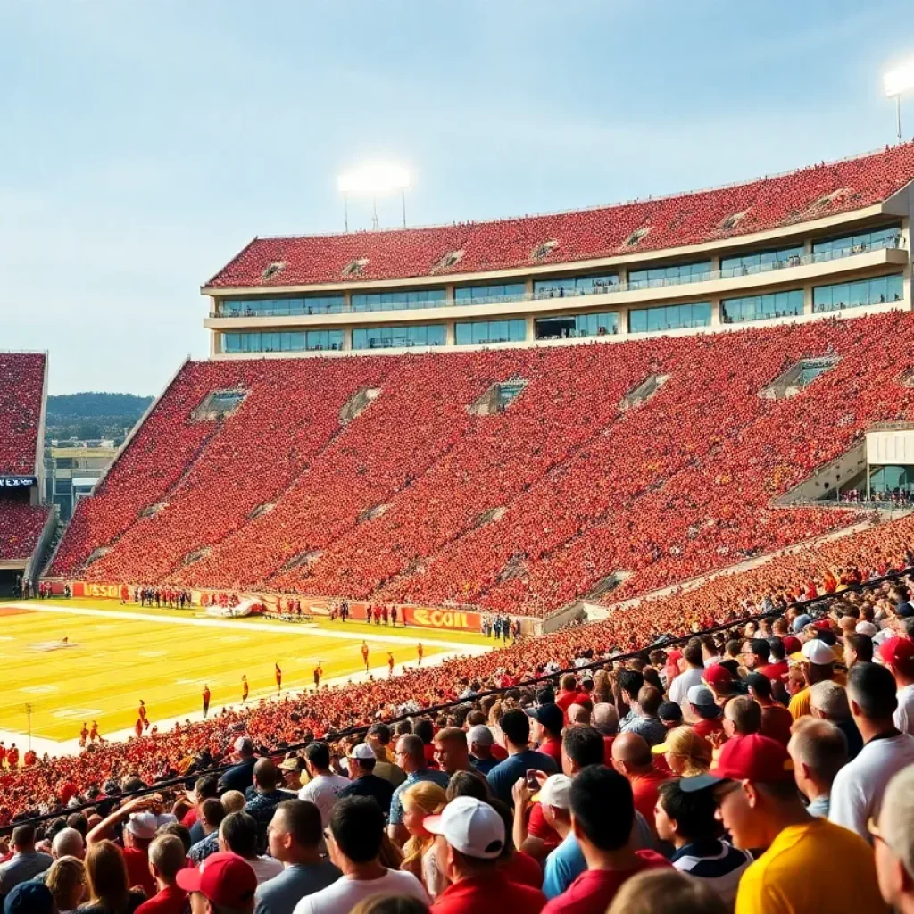 USC football stadium bustling with fans