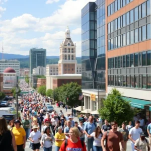 A panoramic view of Chattanooga showcasing the city skyline and community activities.