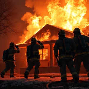 Firefighters battling a house fire in Chattanooga