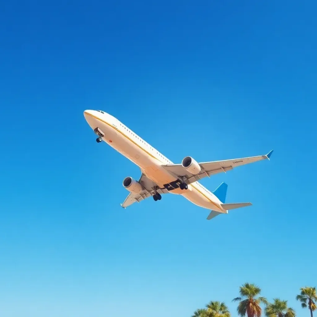 Airplane taking off from Chattanooga Airport towards Florida