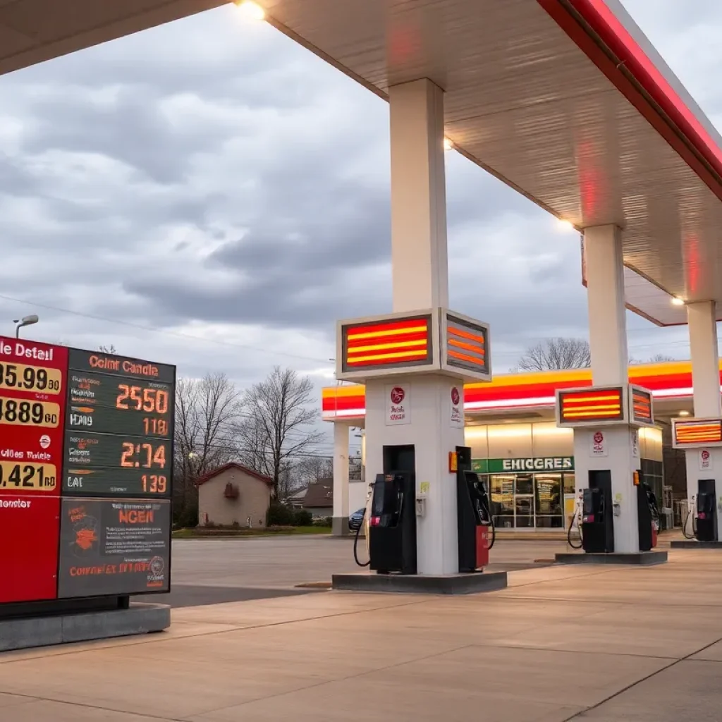 Gas prices at a Chattanooga gas station