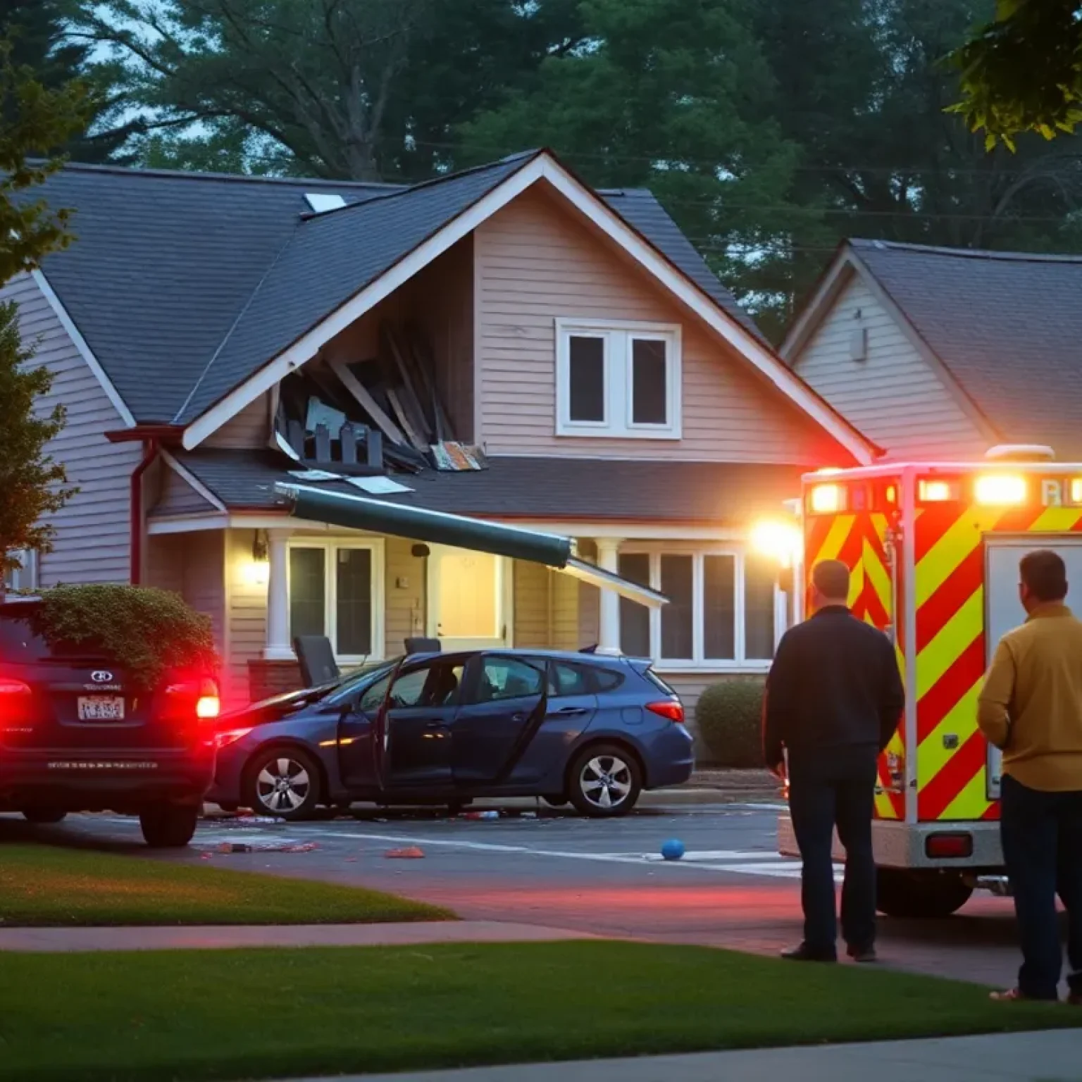 Damage to a house from a car crash in Chattanooga