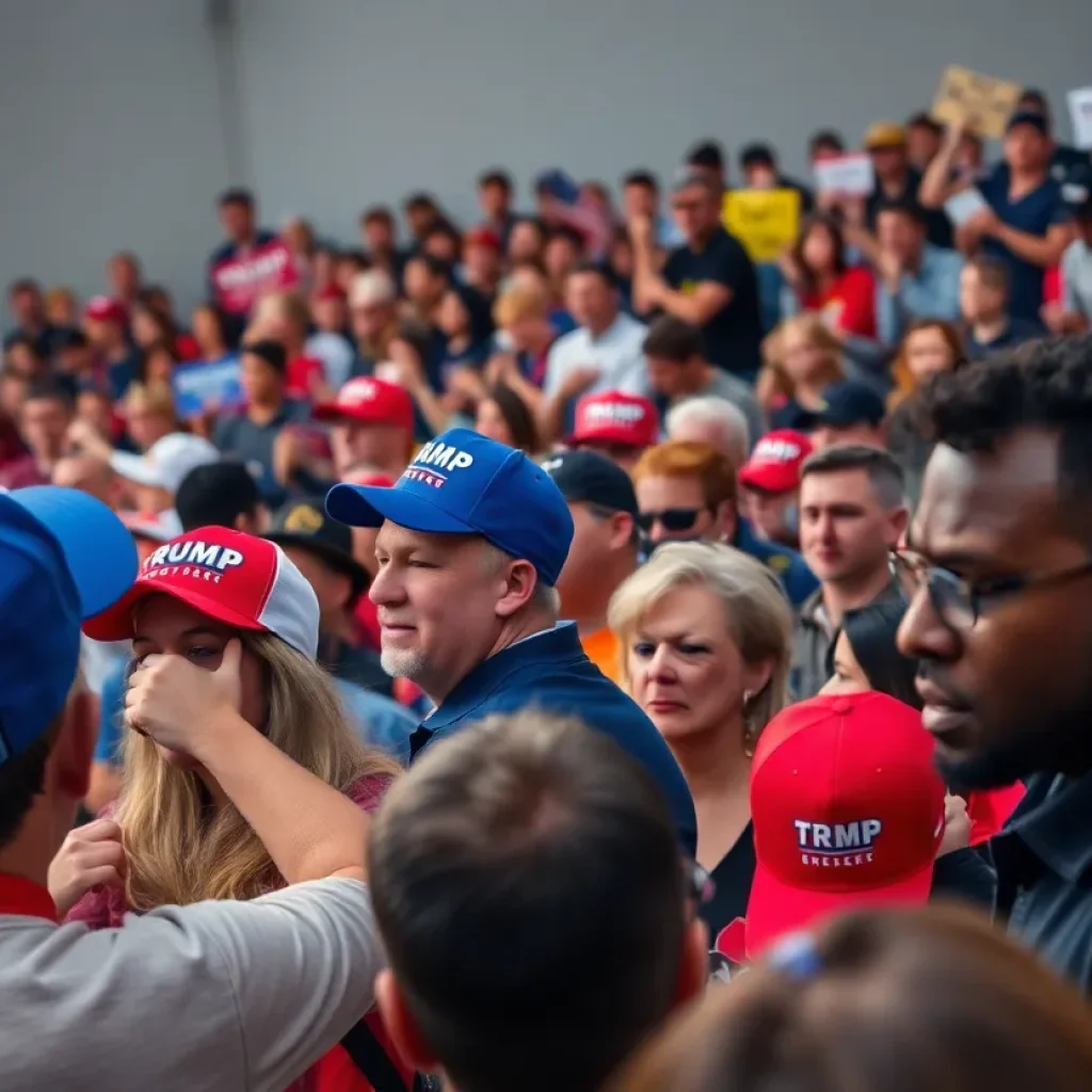 Split image showing celebration and mourning during Trump's inauguration in Chattanooga