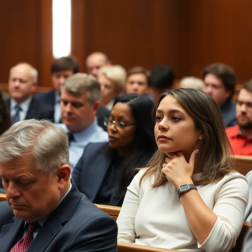 Courtroom scene during the Chattanooga murder trial