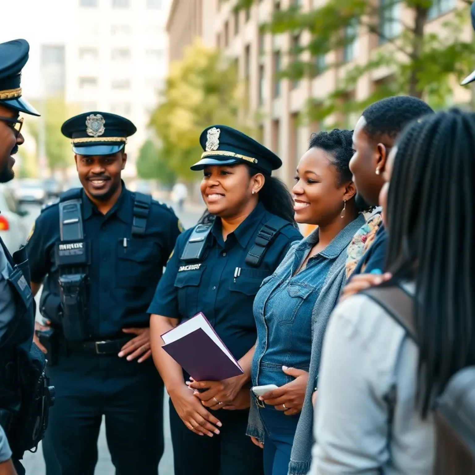 Police officers interacting with community members in Chattanooga