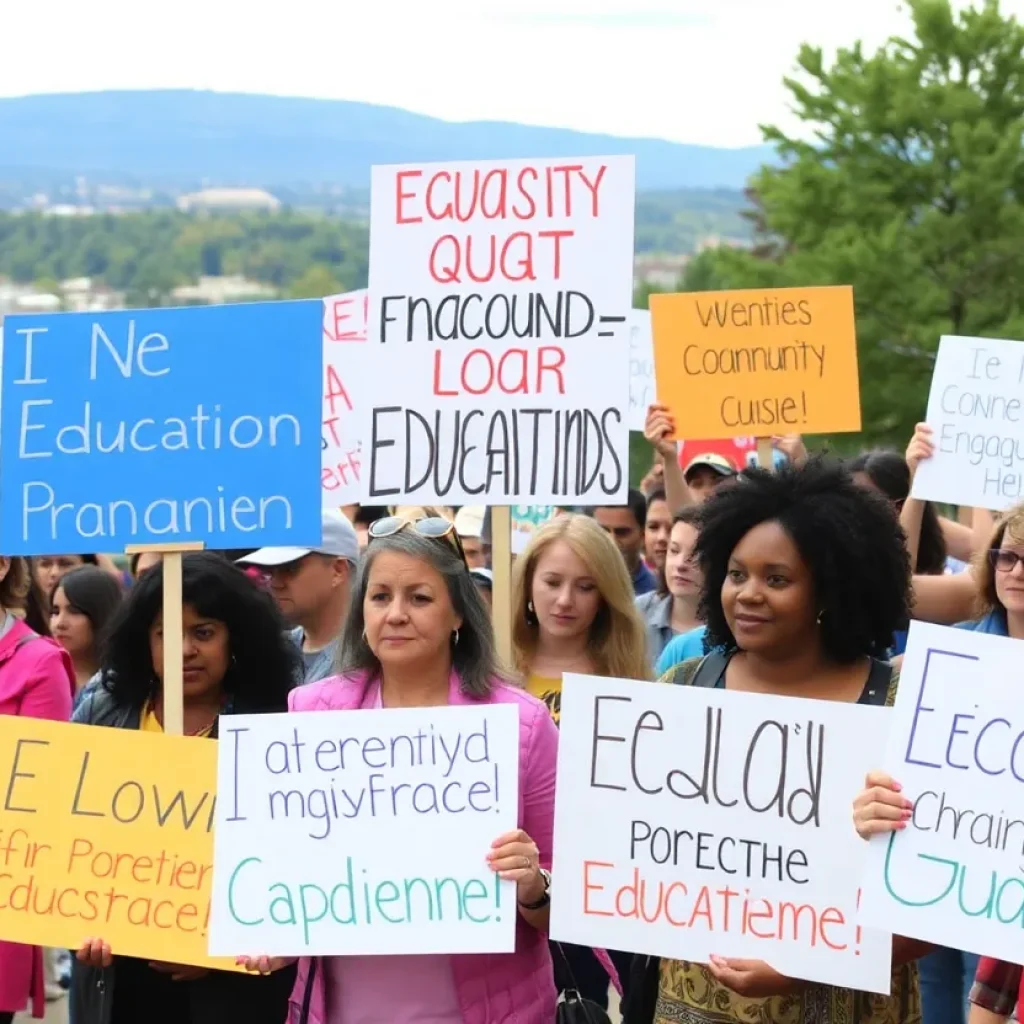 Community members gathered at a rally in Chattanooga opposing the school voucher program.