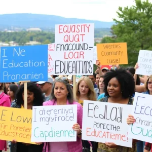 Community members gathered at a rally in Chattanooga opposing the school voucher program.