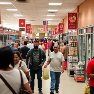 Retail shopping area in Chattanooga, Tennessee with security measures.