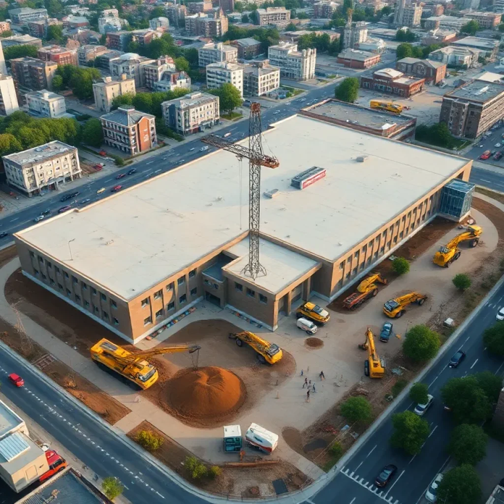 Aerial view of the Center for Creative Arts campus during relocation.