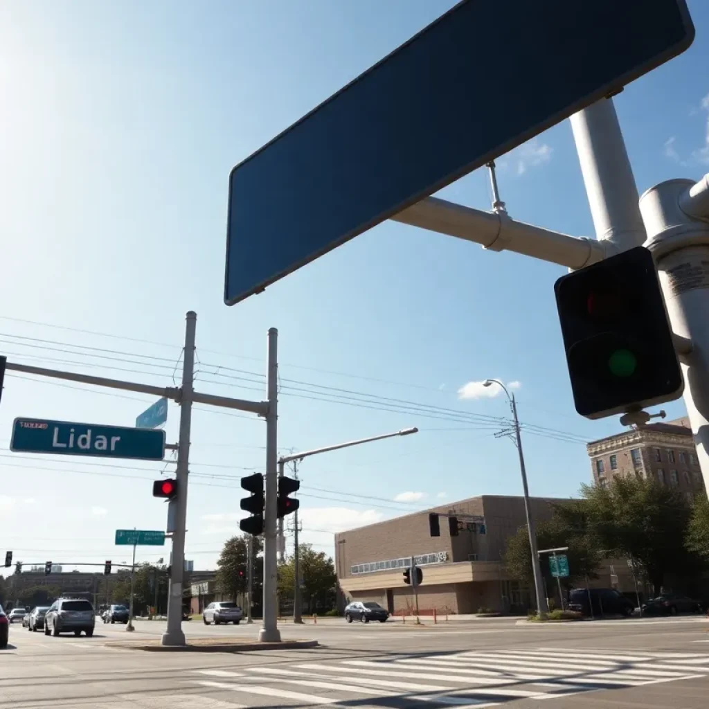 Urban intersection in Chattanooga showcasing advanced traffic management technology