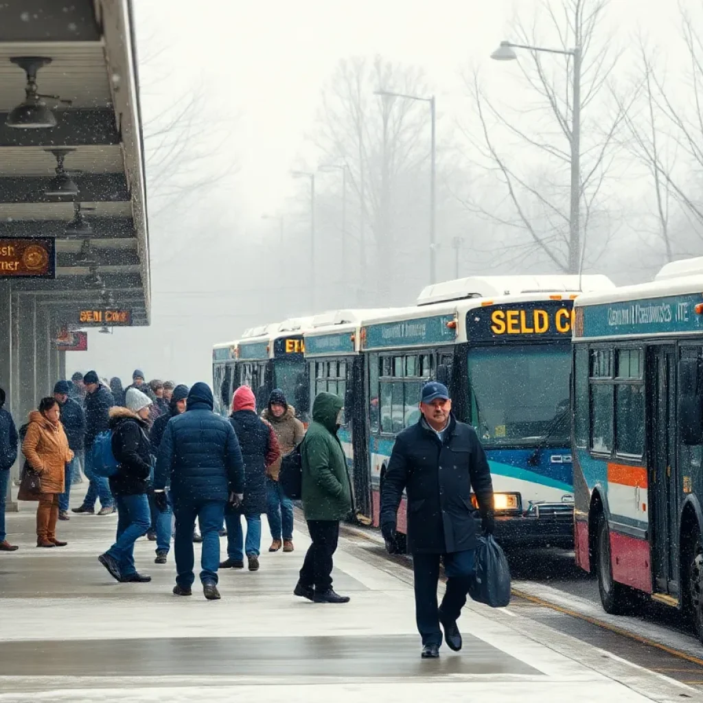 Chattanooga bus station in winter