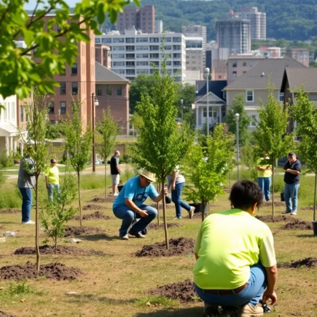 Volunteers planting trees in Chattanooga