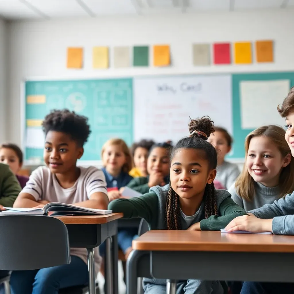 Diverse students learning in a classroom focused on safety and inclusivity