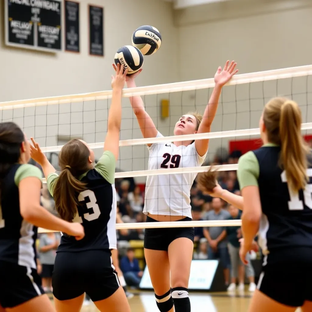 Chattanooga volleyball team in action on the court