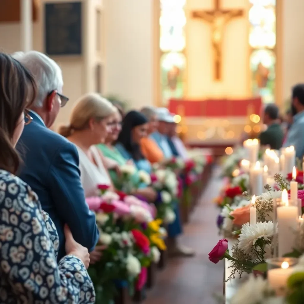Gathering for a memorial service in memory of Jacquelyn Sue Garrison.