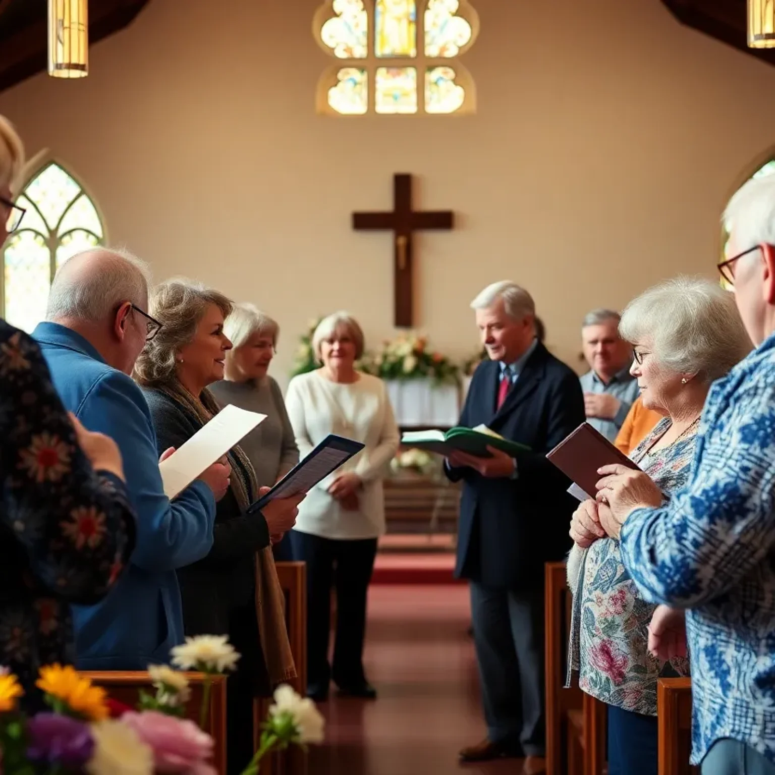 Community members gather in remembrance of Mary Ruth Venable at a church memorial service.