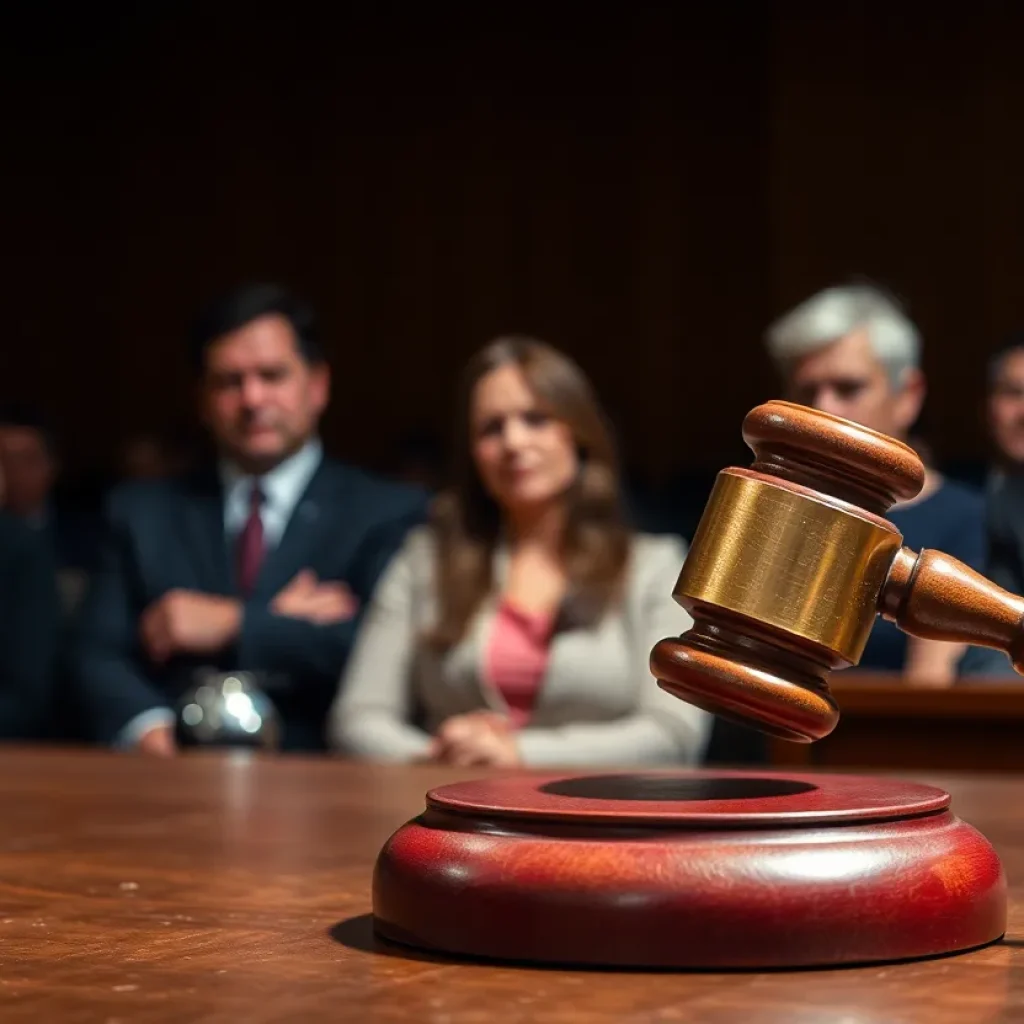 A courtroom gavel symbolizing justice