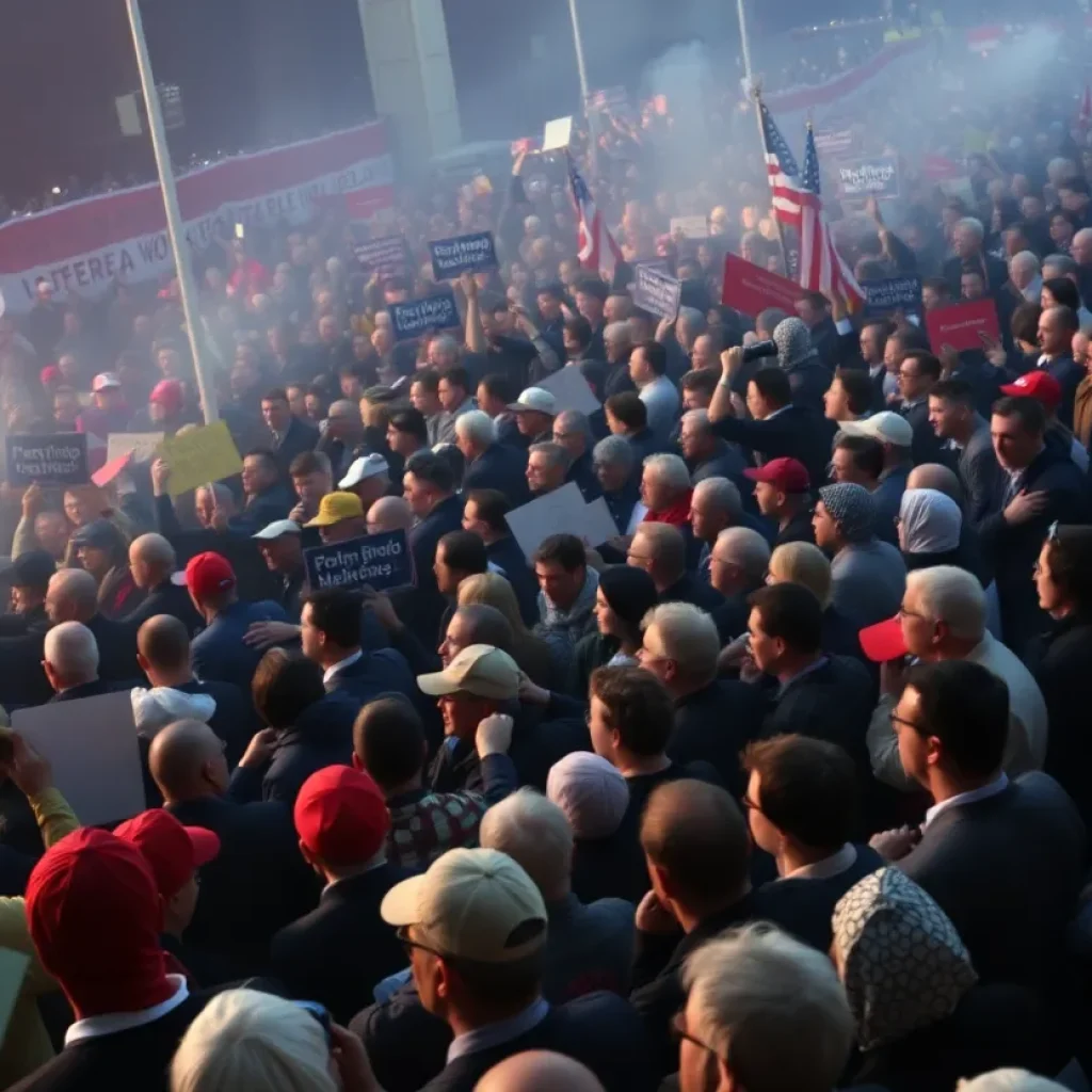Crowd gathered at a political rally during January 6 events.