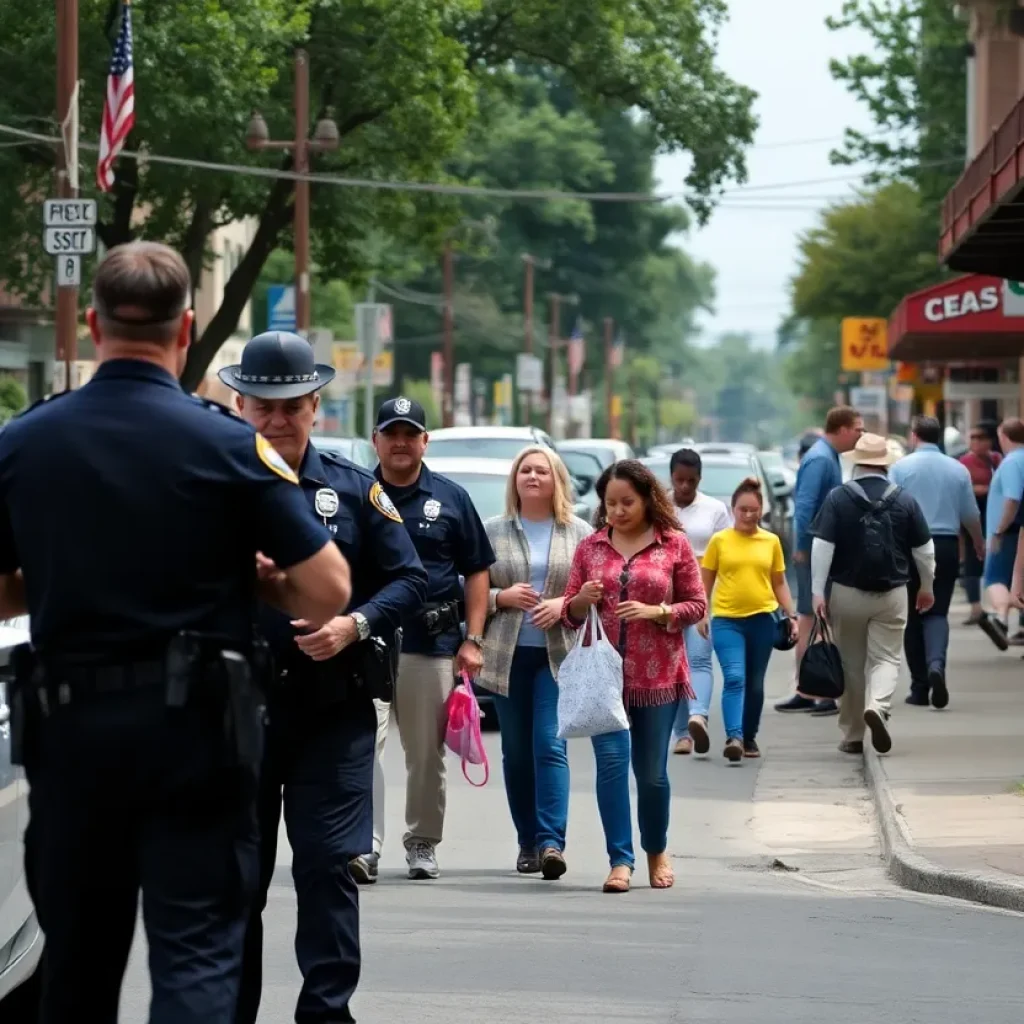 Community scene in Hamilton County with law enforcement