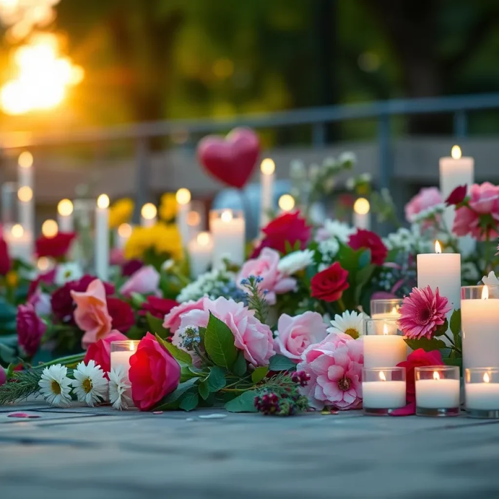 A peaceful memorial scene honoring beloved community members