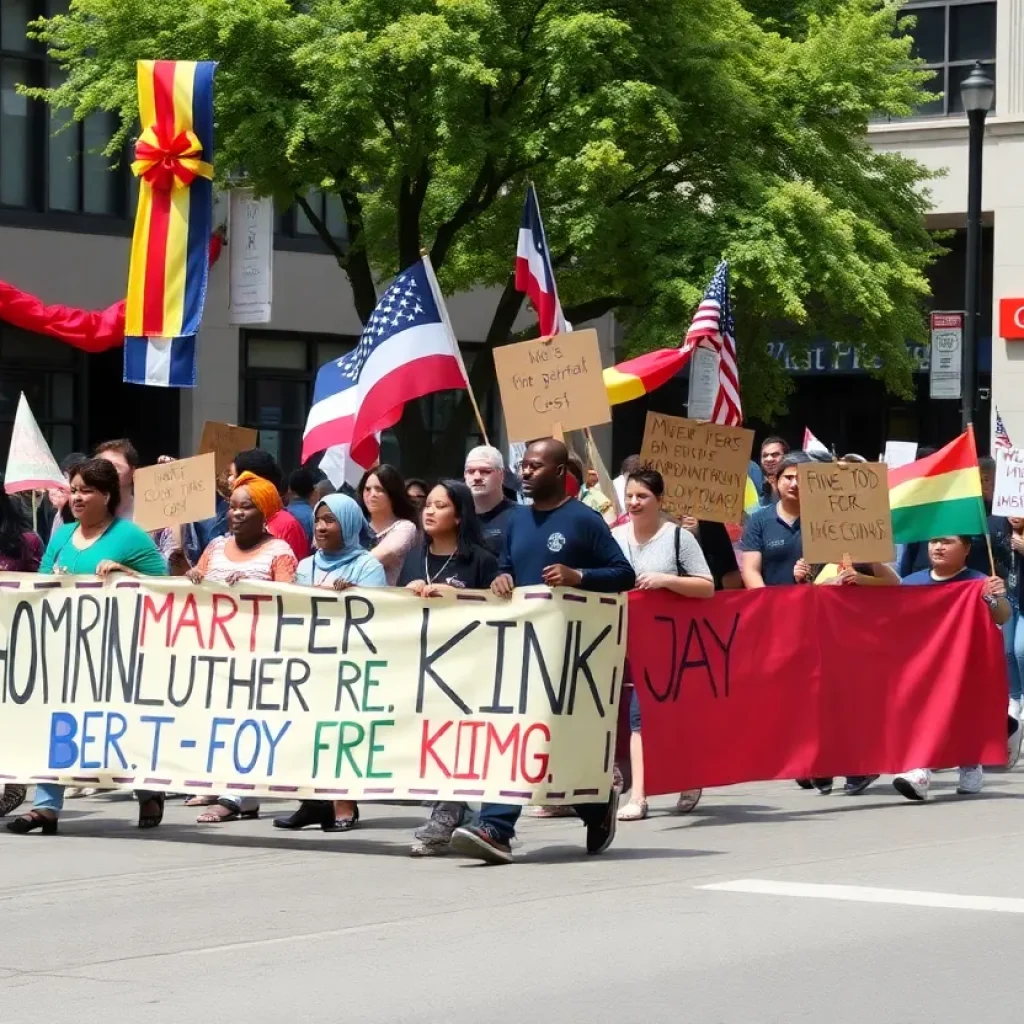 Participants in the Martin Luther King Jr. Day parade in Chattanooga