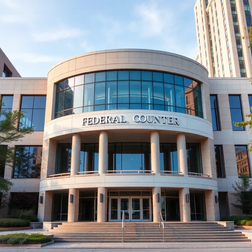 Design rendering of the new federal courthouse in Chattanooga, showcasing modern architecture.