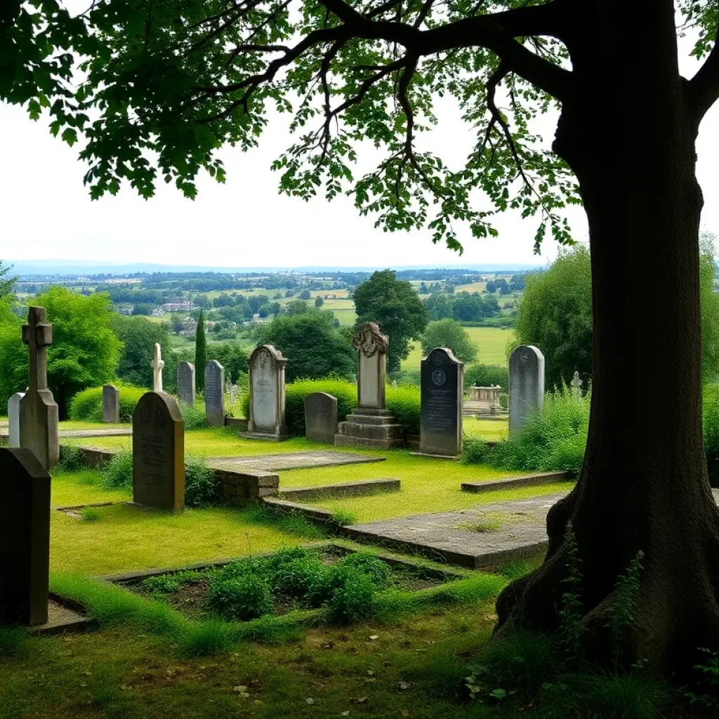 Pleasant Garden Cemetery showcasing gravestones and greenery