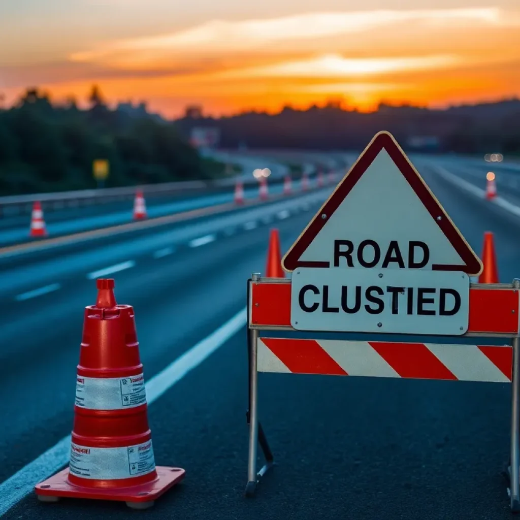 Road construction with traffic cones on US 27