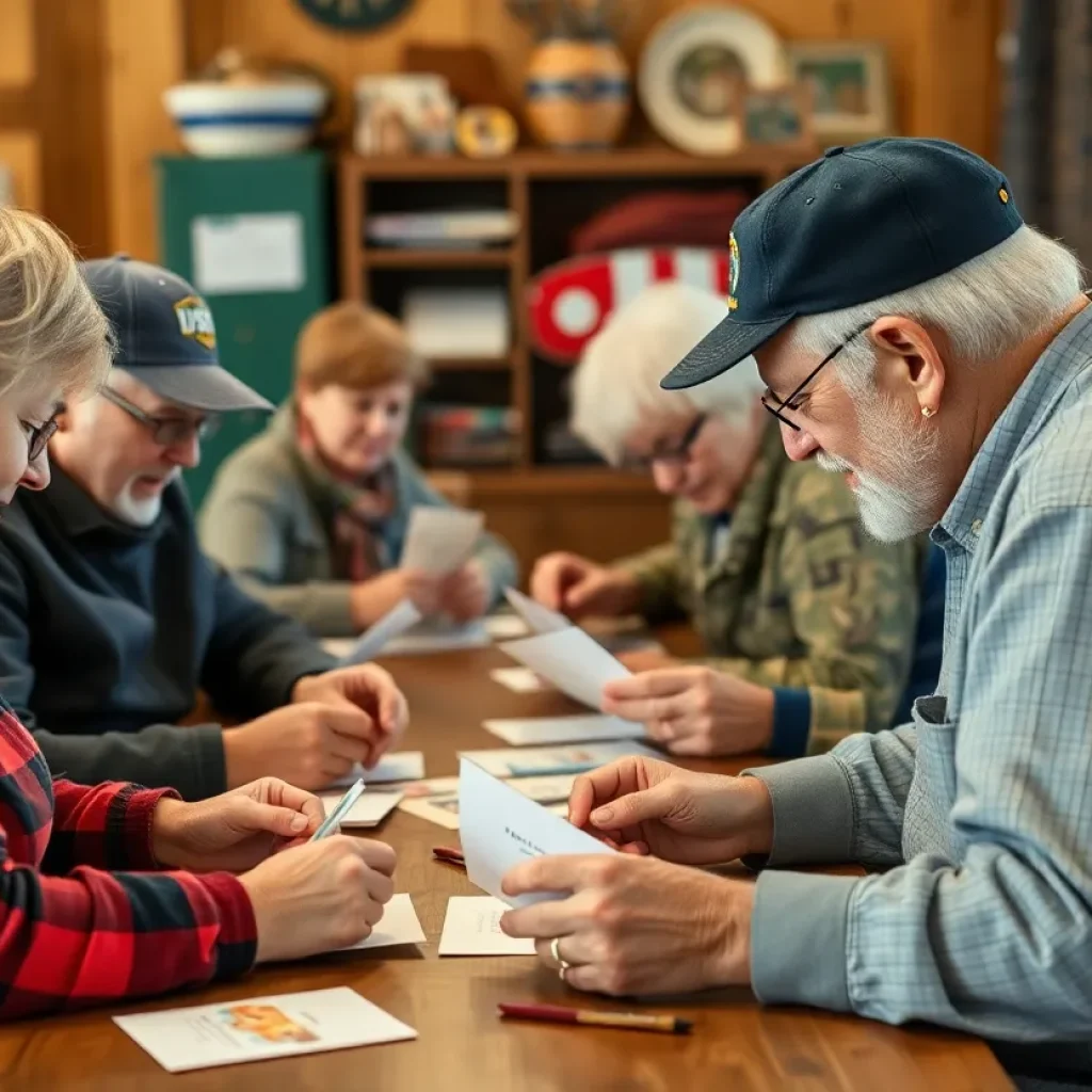 Veterans making Valentine's Day cards together.