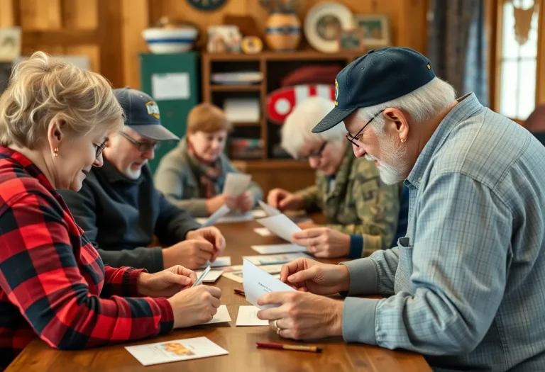 Veterans making Valentine's Day cards together.