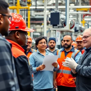 Workers at Volkswagen Chattanooga discussing contract proposal