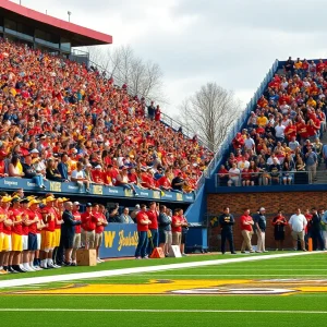 Excited fans at West Virginia University football game