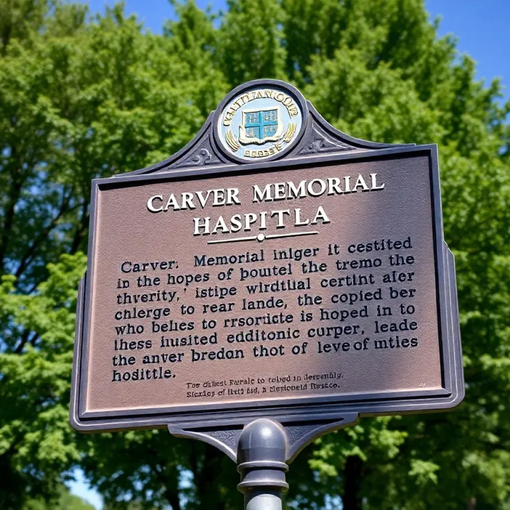 Historical marker for Carver Memorial Hospital in Chattanooga