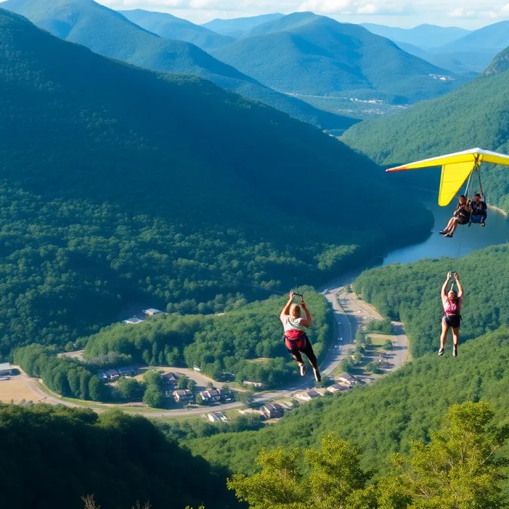 Outdoor adventure activities in Chattanooga including zip lining and hang gliding